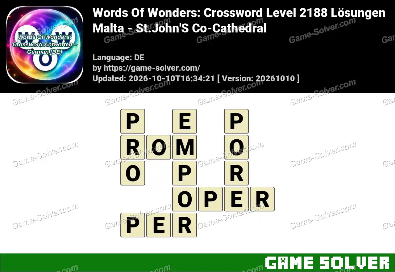 Words Of Wonders: Crossword Level 2188 Lösungen – Malta – St.John’S Co-Cathedral